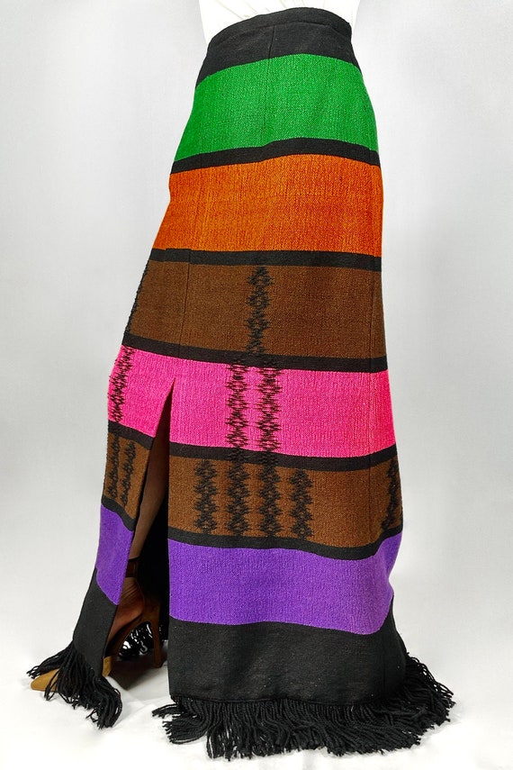 70s hand woven wool maxi skirt by Yannis Travassa… - image 3