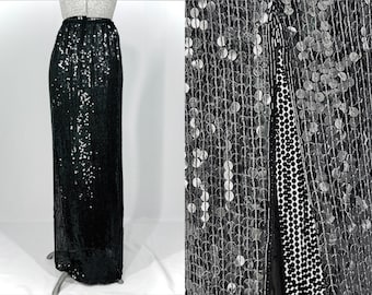 70s silk sequin maxi skirt with slit by RIAZEE Saks Fifth Ave