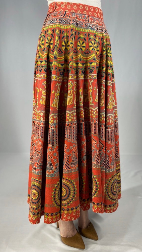 70s Mayan print midi skirt - image 2