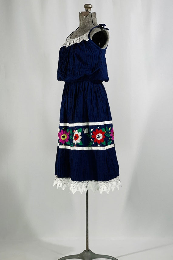 70s Mexican dress in navy - image 3