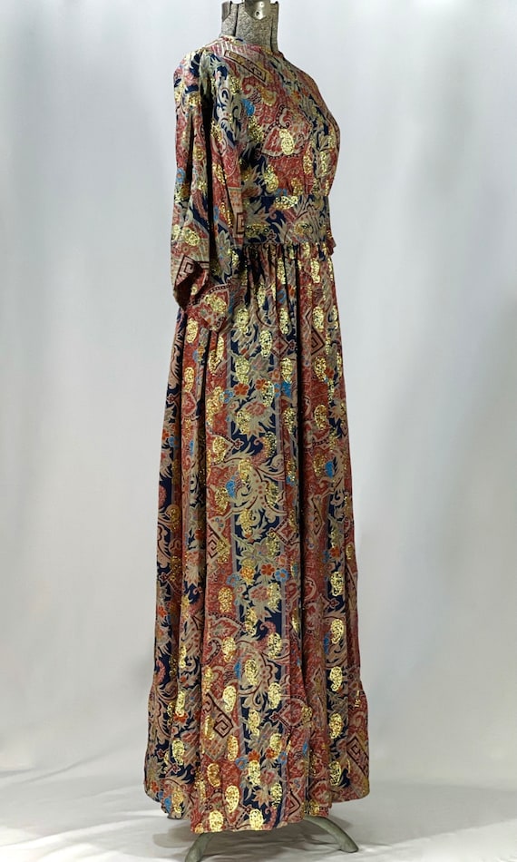 1960s Micheal Novarese Sequin Dragonfly & Flowers Silk Pant Suit