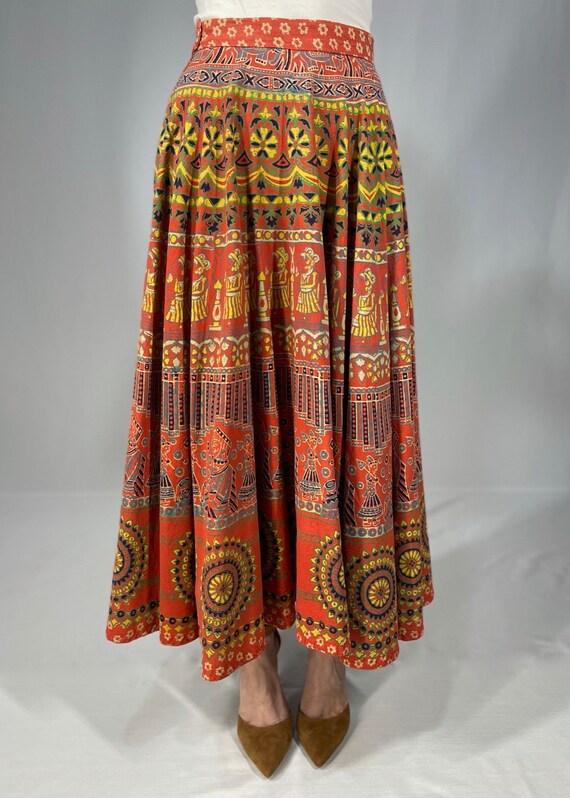 70s Mayan print midi skirt - image 3