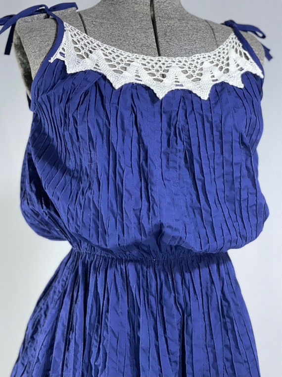 70s Mexican dress in navy - image 7