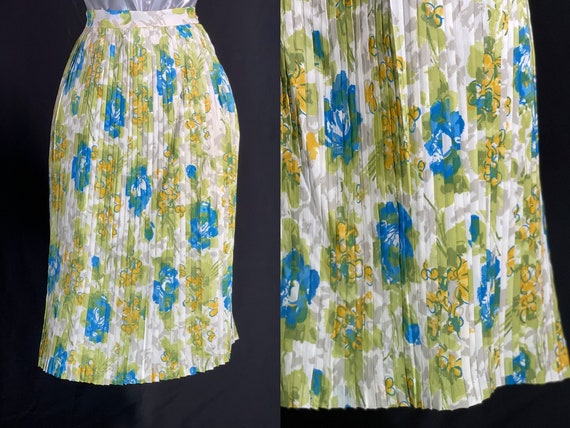60s pleated floral skirt - image 1