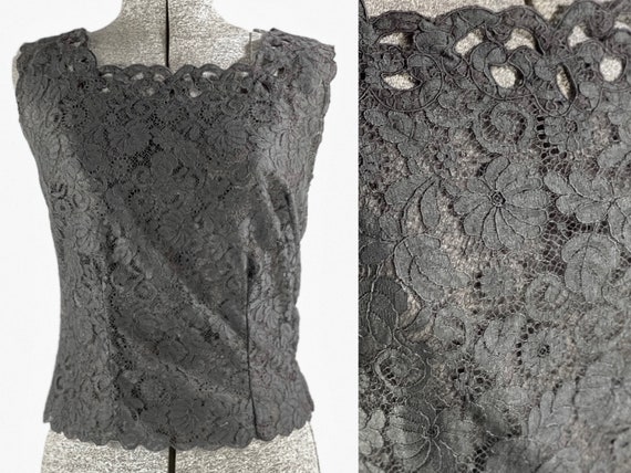 50s black lace top - image 1