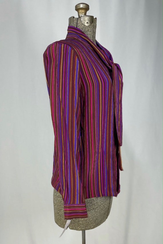 70s striped silk blouse by Anne Klein for Neiman … - image 3