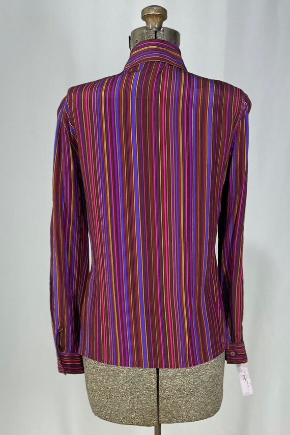 70s striped silk blouse by Anne Klein for Neiman … - image 4