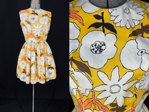 60s floral print mini dress - image 1