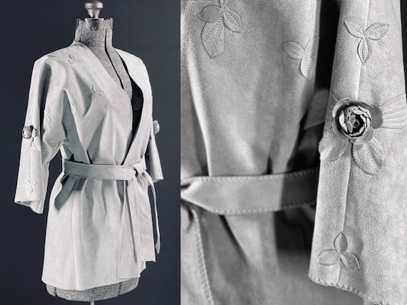 70s faux suede kimono jacket - image 1
