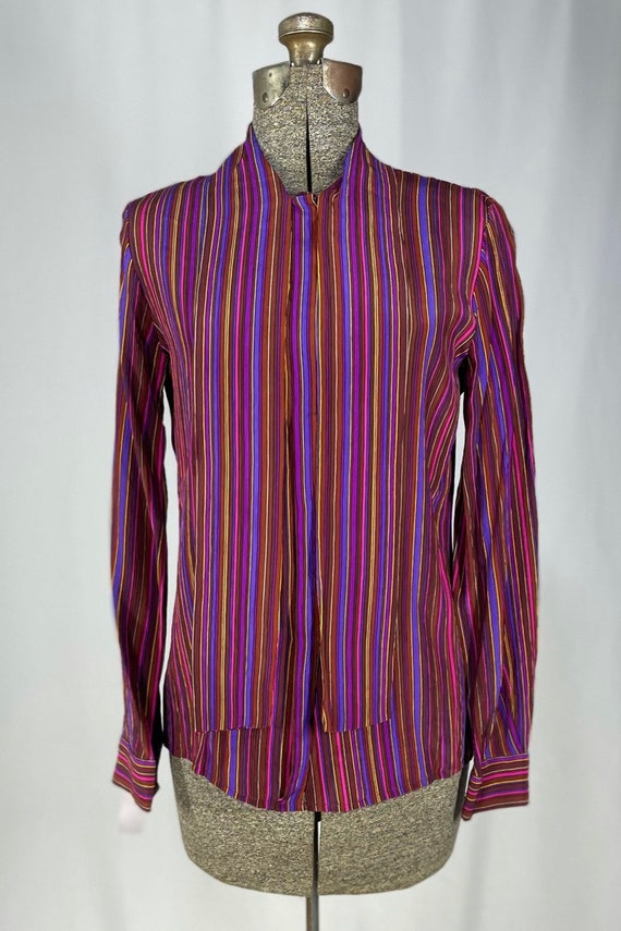 70s striped silk blouse by Anne Klein for Neiman … - image 5