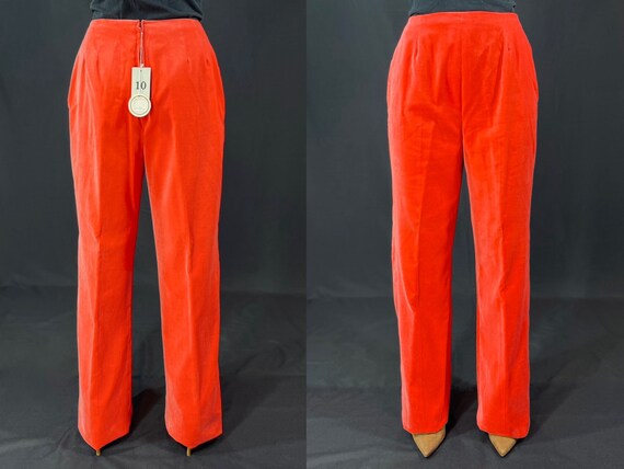 60s Dynasty bright poppy red velvet pants - image 1