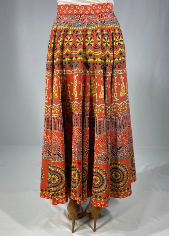 70s Mayan print midi skirt - image 4