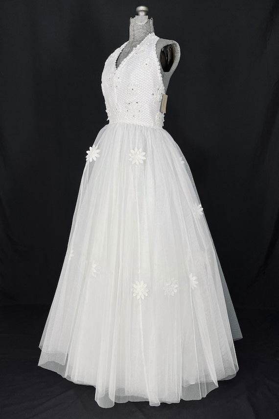 70s Victor Costa tulle & sequins wedding ball gown - image 2