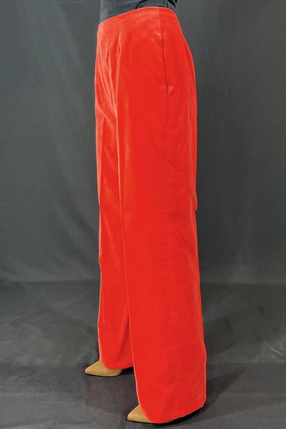 60s Dynasty bright poppy red velvet pants - image 3