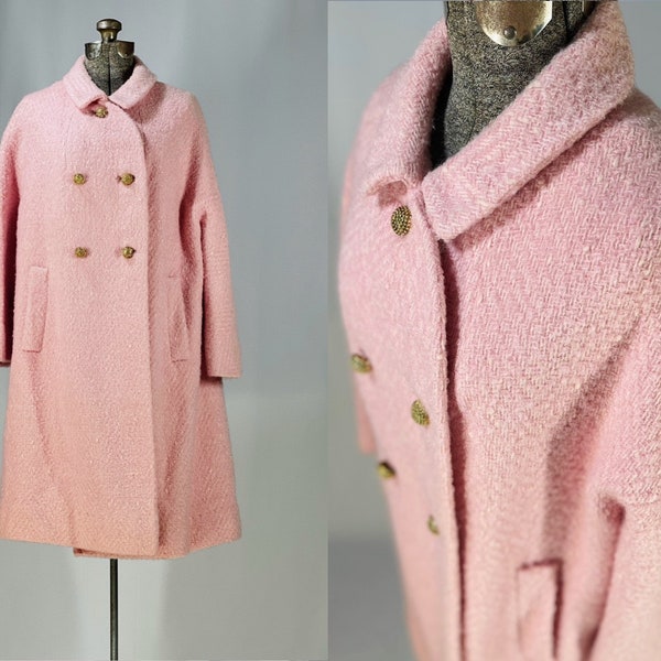 60s pink boucle coat