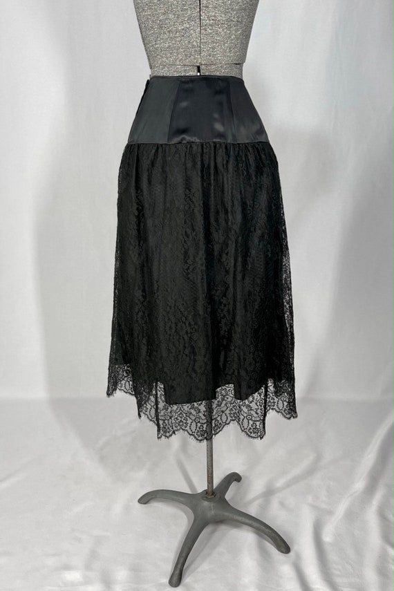 80s black silk and lace slip skirt by Hanky Panky - image 3