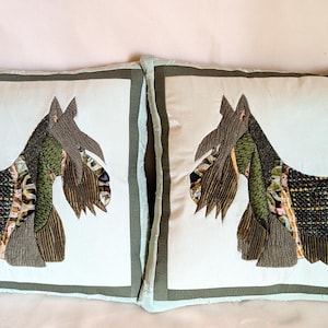 Decorative Pillow with Scottie Dog Appliqué