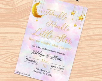 Twinkle Twinkle Little Star Gender Reveal - Digital Invitation