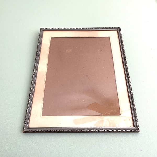 Marco de madera grande vintage plateado / gris, bordes ornamentados