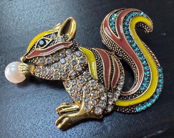Vintage Bohemian Squirrel Tail Crystal Rhinestone Brooch Pin B10 FREE SHIPPING