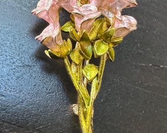 Vintage Bouquet Bunch Roses Resin Brooch Pin B45 FREE SHIPPING