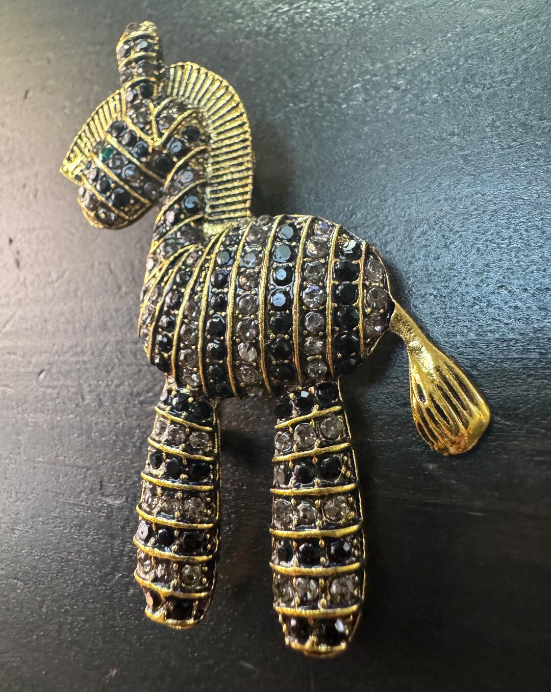 Zebra Rhinestones Vintage Zebra Stripes Crystal Rhinestone Brooch Pin B6 FREE SHIPPING - Etsy