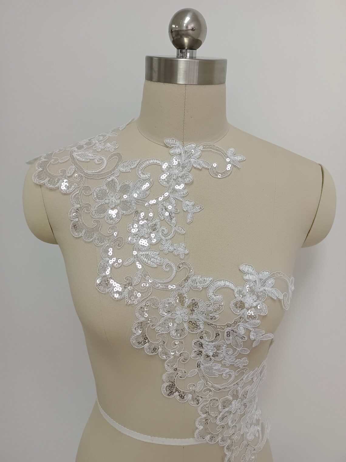 White 1 yard Bridal Wedding veil Sequins Lace Fabric Ivory Etsy