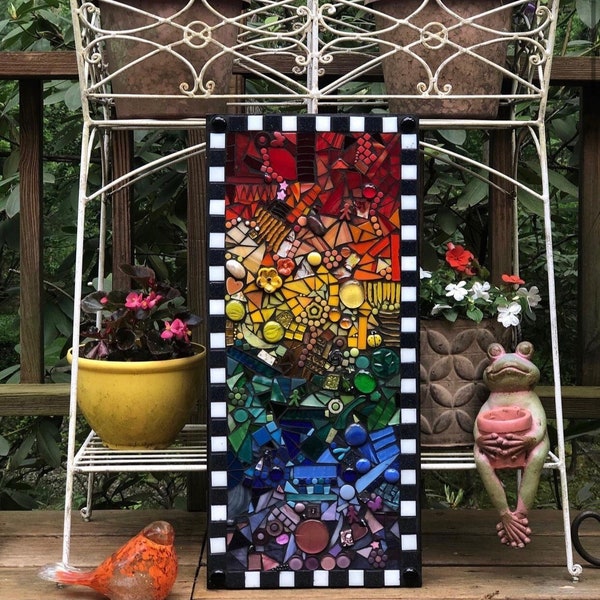 One of a kind Mosaic Rainbow Chakra Wall Hanging *Made to order*