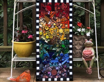 One of a kind Mosaic Rainbow Chakra Wall Hanging *Made to order*