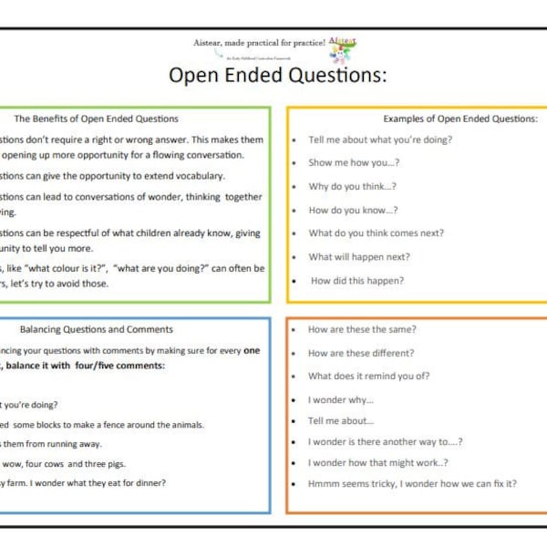 A handy reminder- Open Ended Questions