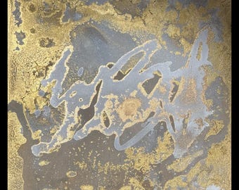 PALIMPSEST — Original 12×12 Abstract Painting | Framed + Signed