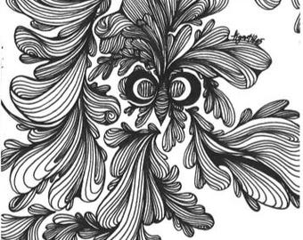 Swirly Bird Pen & Ink Drawing