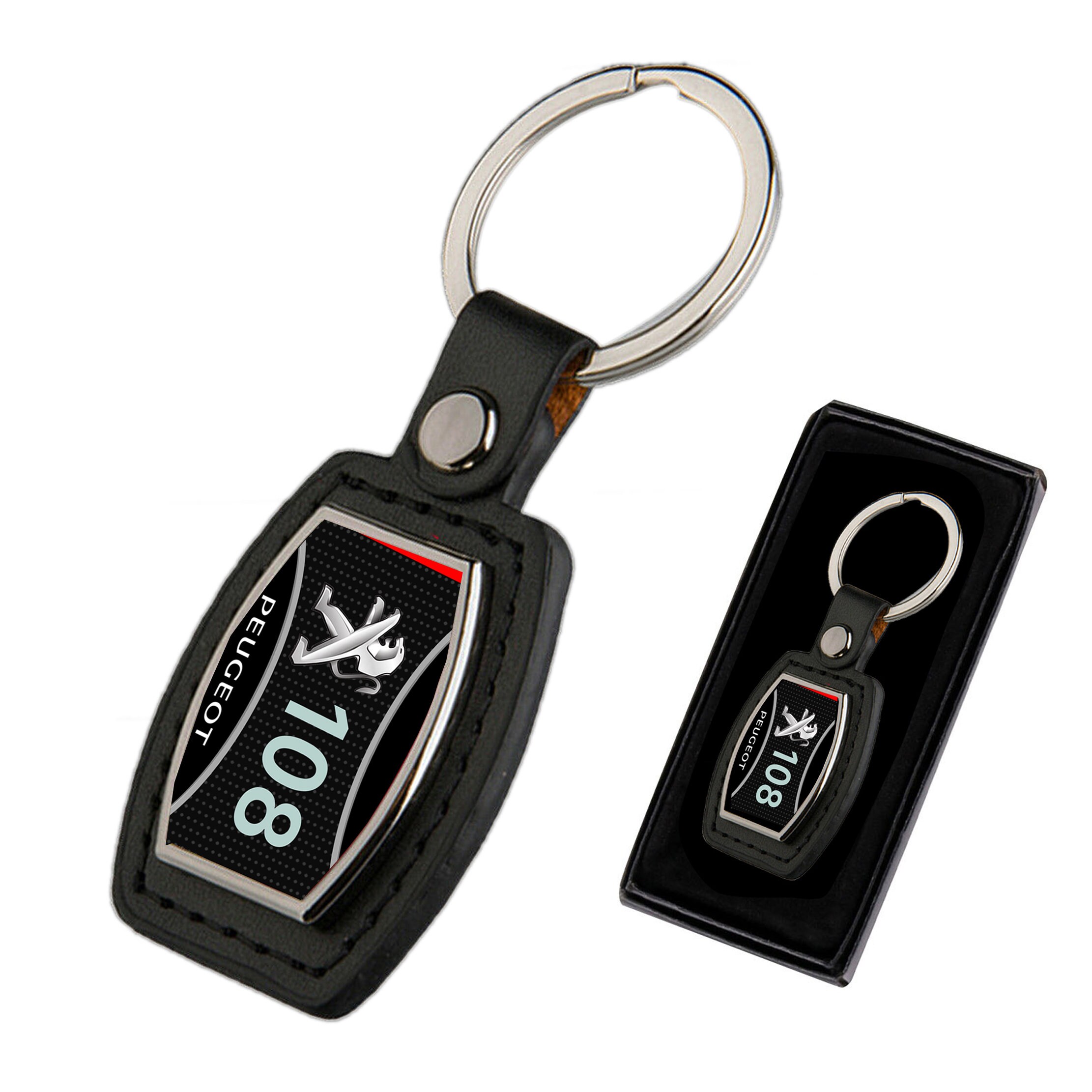 Auto Porte-clé pour Peugeot 108,Porte-clés de Remplacement pour Voiture  avec Logo, Porte-clés pour homme et femme,A/Black-A/OneSize : :  Auto et Moto