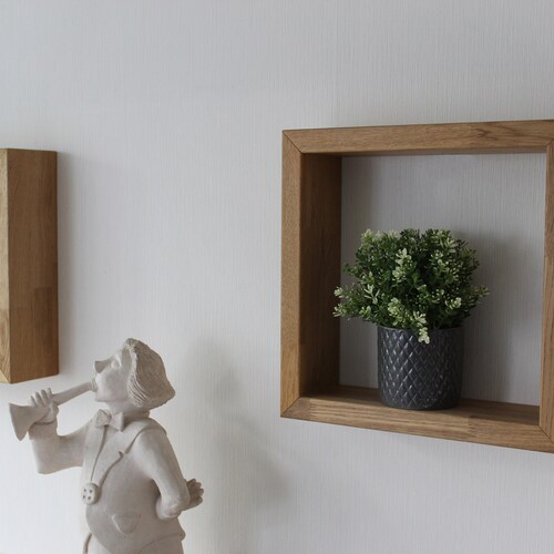Shelf Cube Oak Oak Solid Floating Wall Shelf for Living Room Etsy