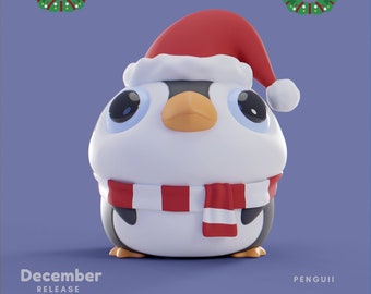 Penguii Grumpii • Christmas Figure • Chibi • Cute • Art Toy • Display Piece • Grumpii Art Toy