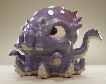 Squidtopii Grumpii • Chibi Squid • Cute • Art Toy • Cthulu Baby • Display Piece • Grumpii Art Toy