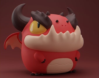 Red Demon Grumpii • Chibi • Cute • Art Toy • Display Piece • Grumpii Art Toy