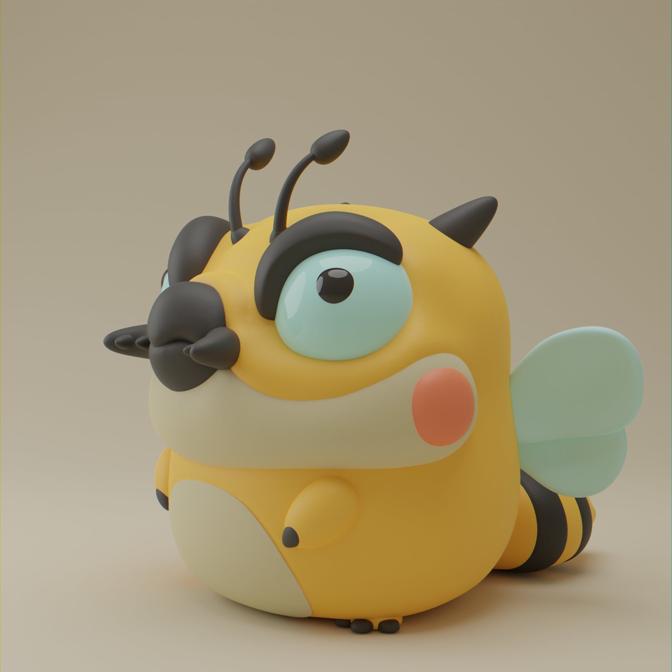 Bumblebee Grumpii Chibi Cute Art Toy Display Piece Etsy