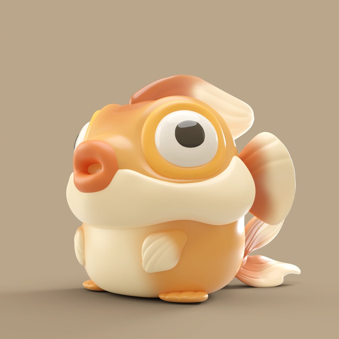 Goldfish Grumpii Chibi Cute Art Toy Display Piece Grumpii Art Toy Etsy