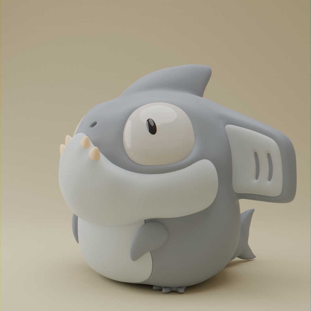 Shark Grumpii Chibi Cute Art Toy Display Piece Etsy