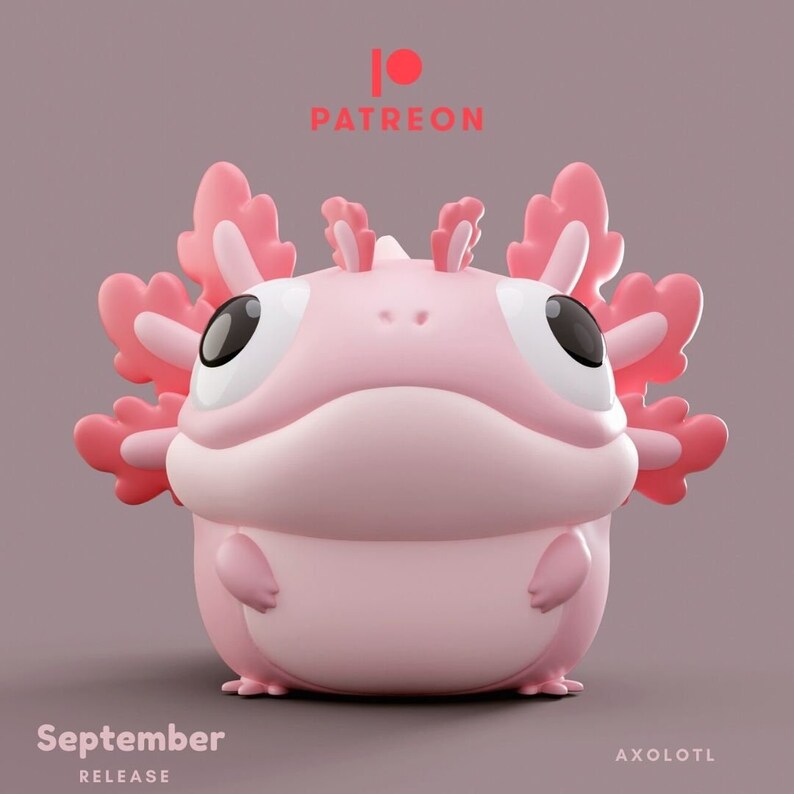 Axolotl Grumpii Chibi Cute Art Toy Display Piece Etsy