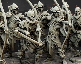 Undead Archers Unit • Skeleton Bowmen • Fantasy • Pathfinder • Tabletop Gaming • D&D Dungeons and Dragons • Wargame • Highlands Miniatures