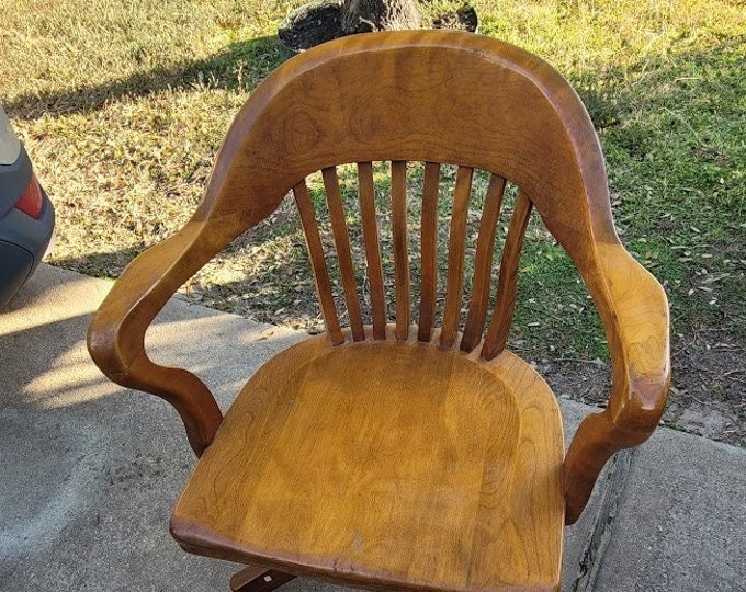 Antique Bankers Chair Swivel on Casters Etsy