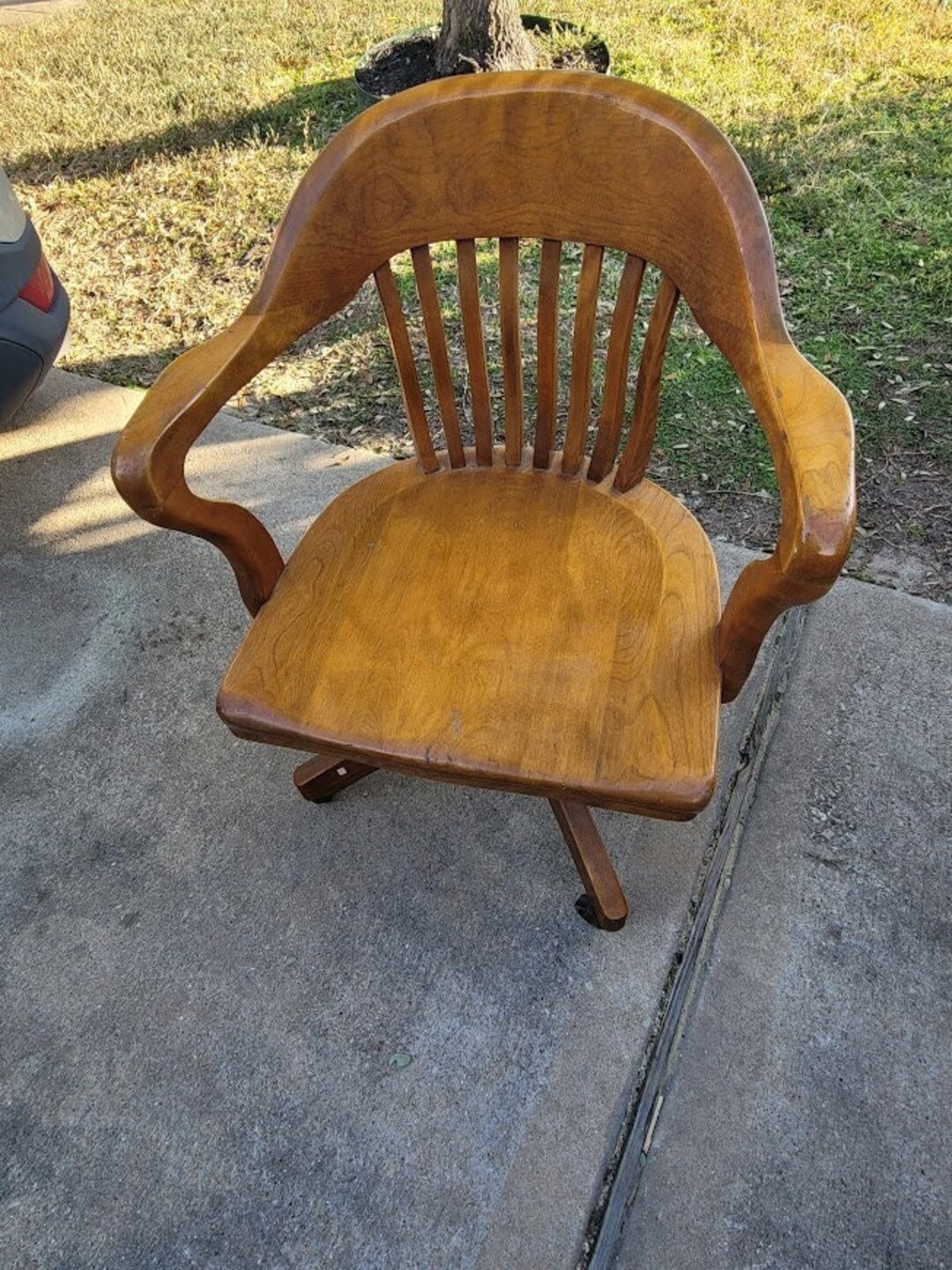 Antique Bankers Chair Swivel on Casters Etsy