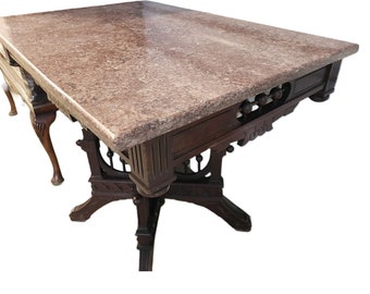 Antique East Lake Victorian Granite Top End Table