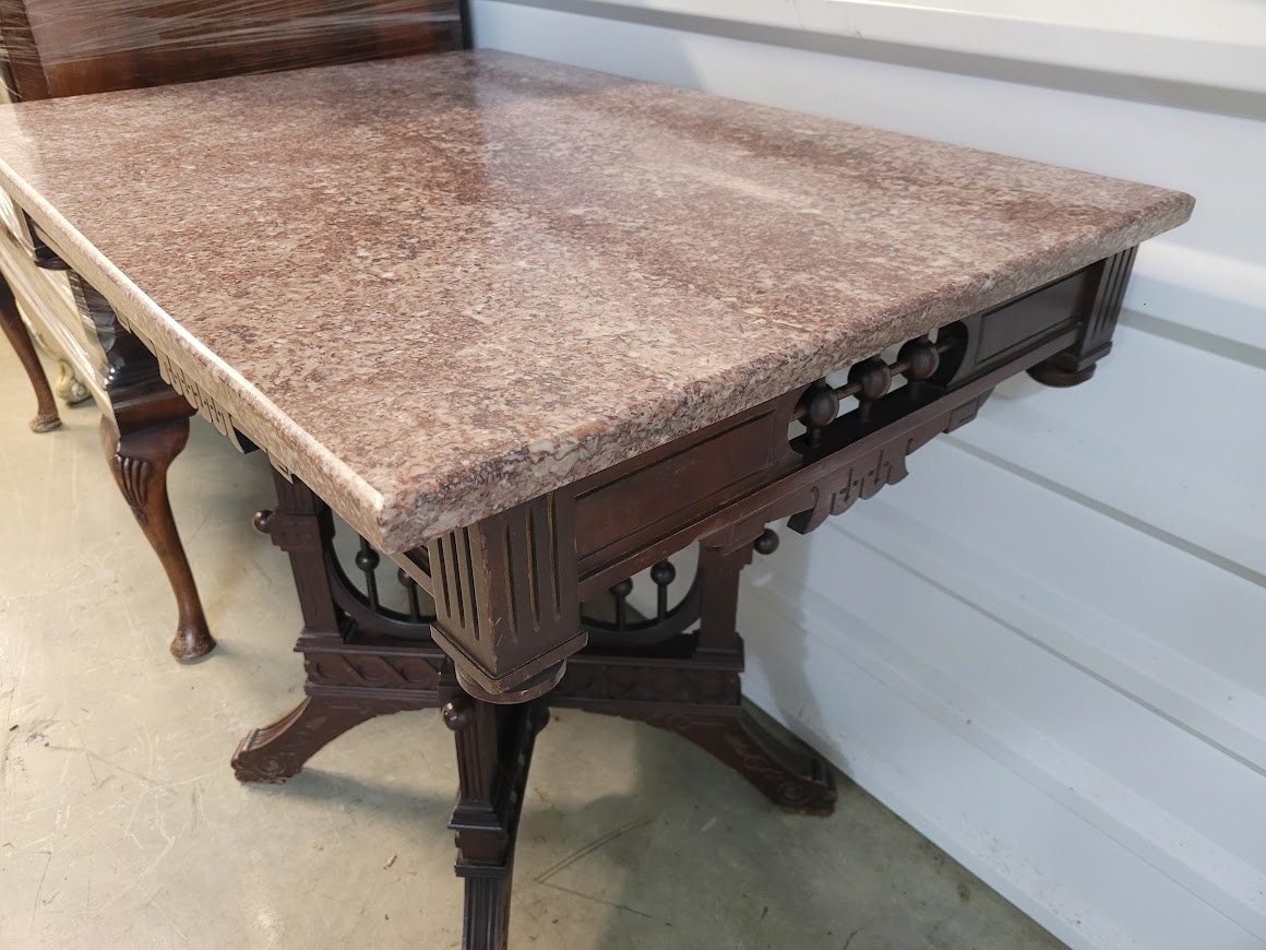Antique East Lake Victorian Granite Top End Table - Etsy
