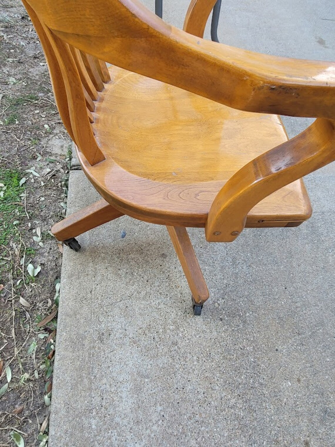 Antique Bankers Chair Swivel on Casters Etsy