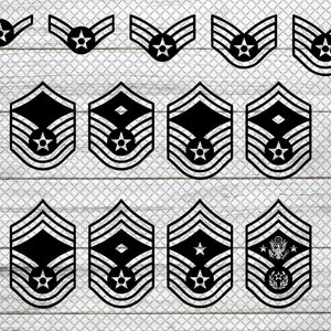 73 United States US Air Force Rank Insignia Package print cut files CNC, Cricut, Silhouette, Glowforge Laser machine (.dxf  .pdf .png  .svg)