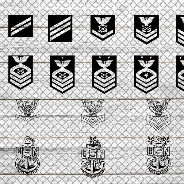 US Navy - Rank Insignia Package print / cut files for CNC, Cricut, Silhouette, Glowforge, Laser machine (.dxf  .pdf .png  .svg)