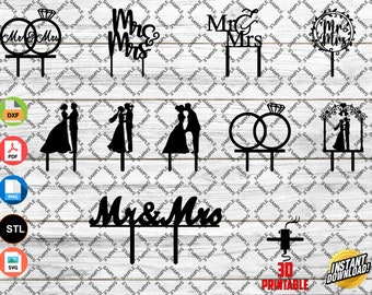 Wedding Cake Topper Designs, Laser Cut Files (Digital Download)